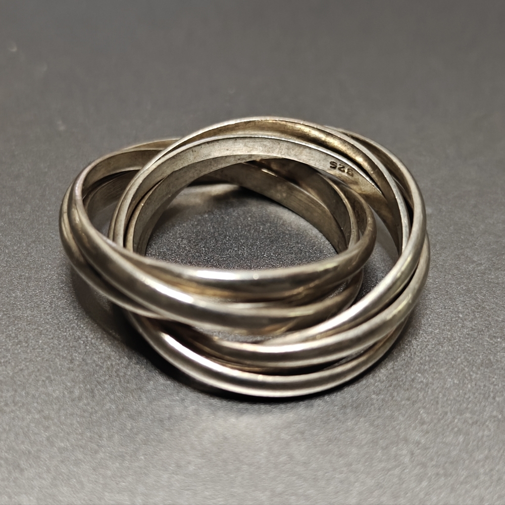 Vintage modernist sterling silver multi band